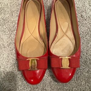 Salvatore Ferragamo Red Patent Leather Flats